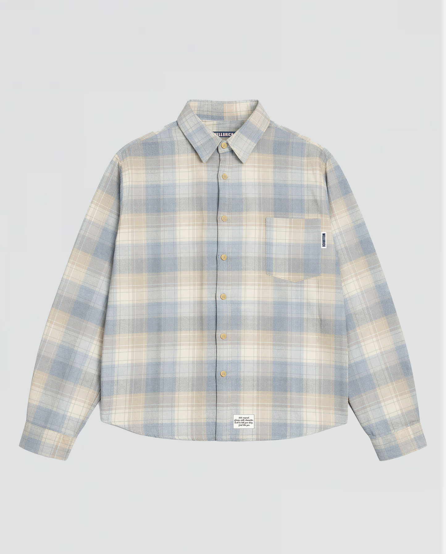 Oversized Flannel Shirt - Washed Blue