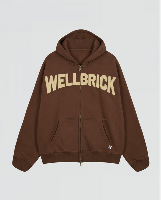 Varsity Brown Zip Hoodie